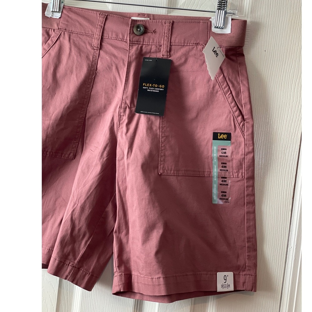 Lee Ultra Lux Comfort Bermuda Shorts Henna Pink Flex-To-Go 4M 9" Inseam New - Picture 4 of 15